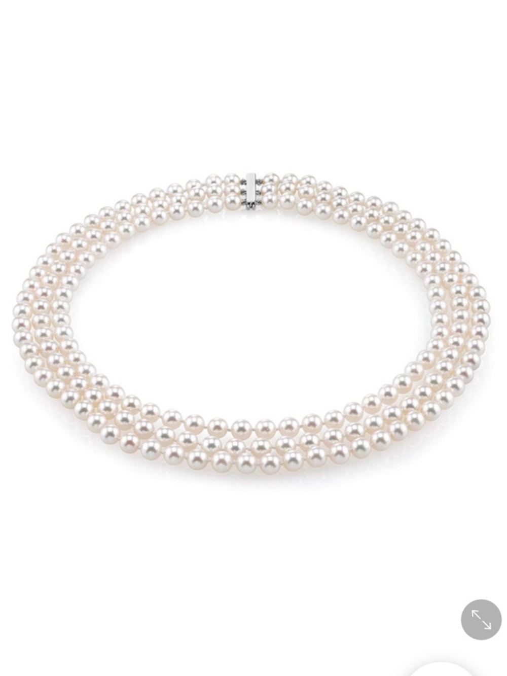Three-Strand White Pearl Choker Necklace